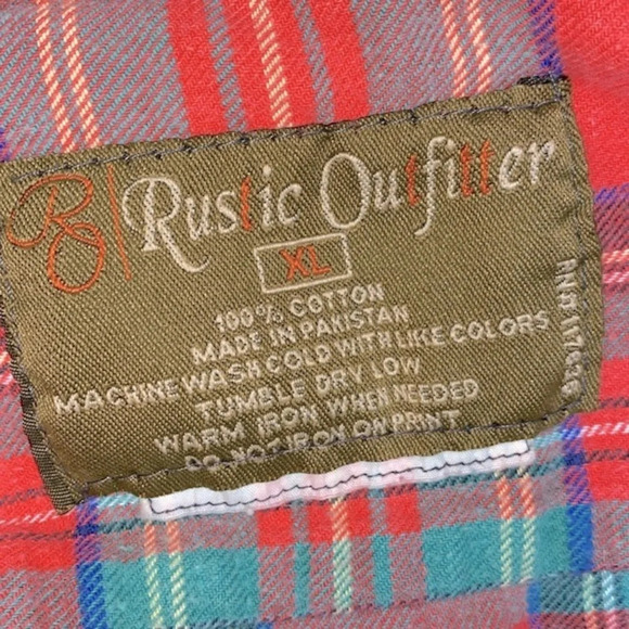 Rustic Outfitters vintage red plaid flannel button up size XLarge - Picture 6 of 8